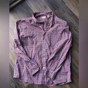 Dockers Red and Blue Men’s Plaid Button Up Dress Shirt XL